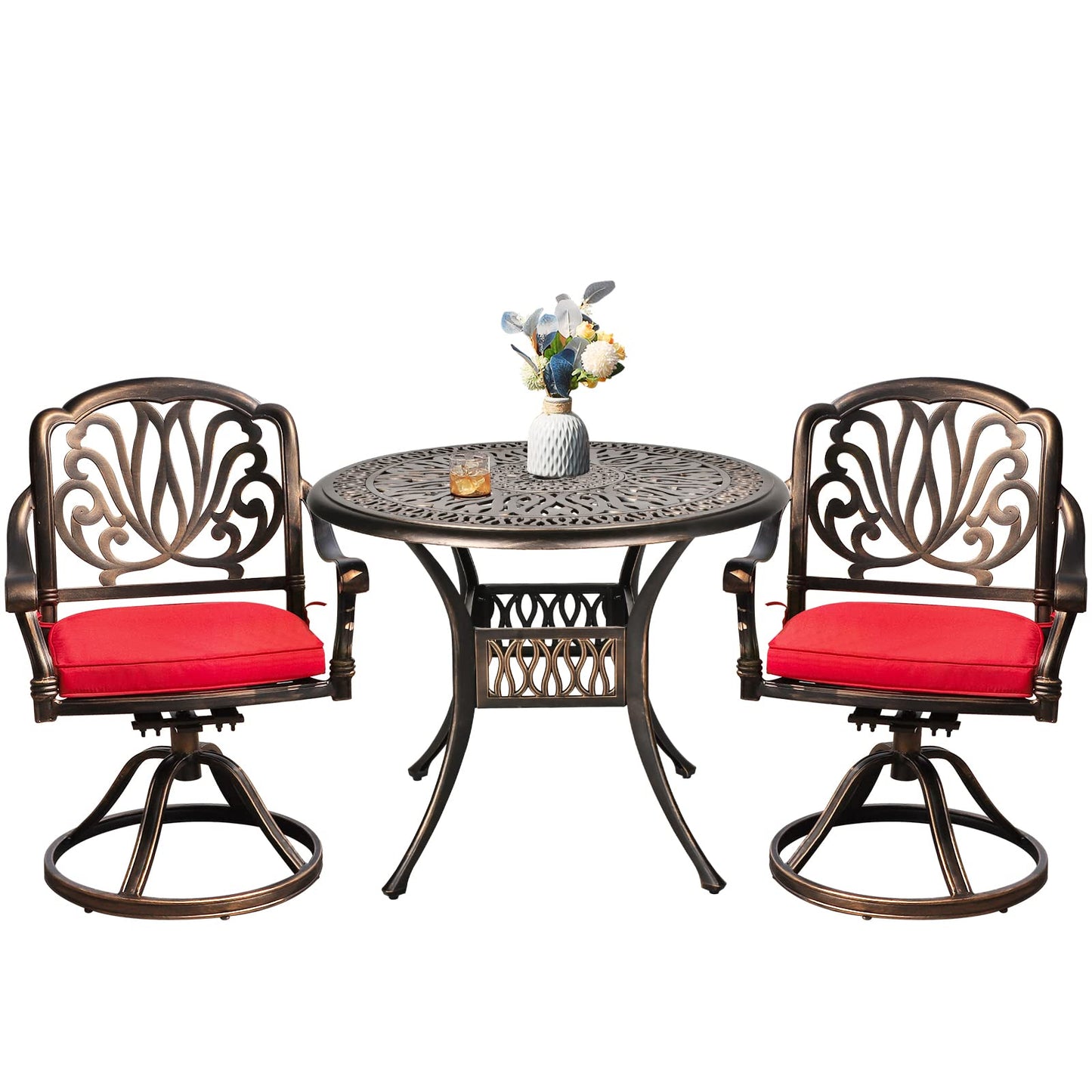 Metaso 3-Piece Outdoor Bistro Set – Cast Aluminum Conversation Set