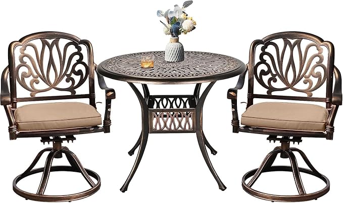 Metaso 3-Piece Outdoor Bistro Set – Cast Aluminum Conversation Set